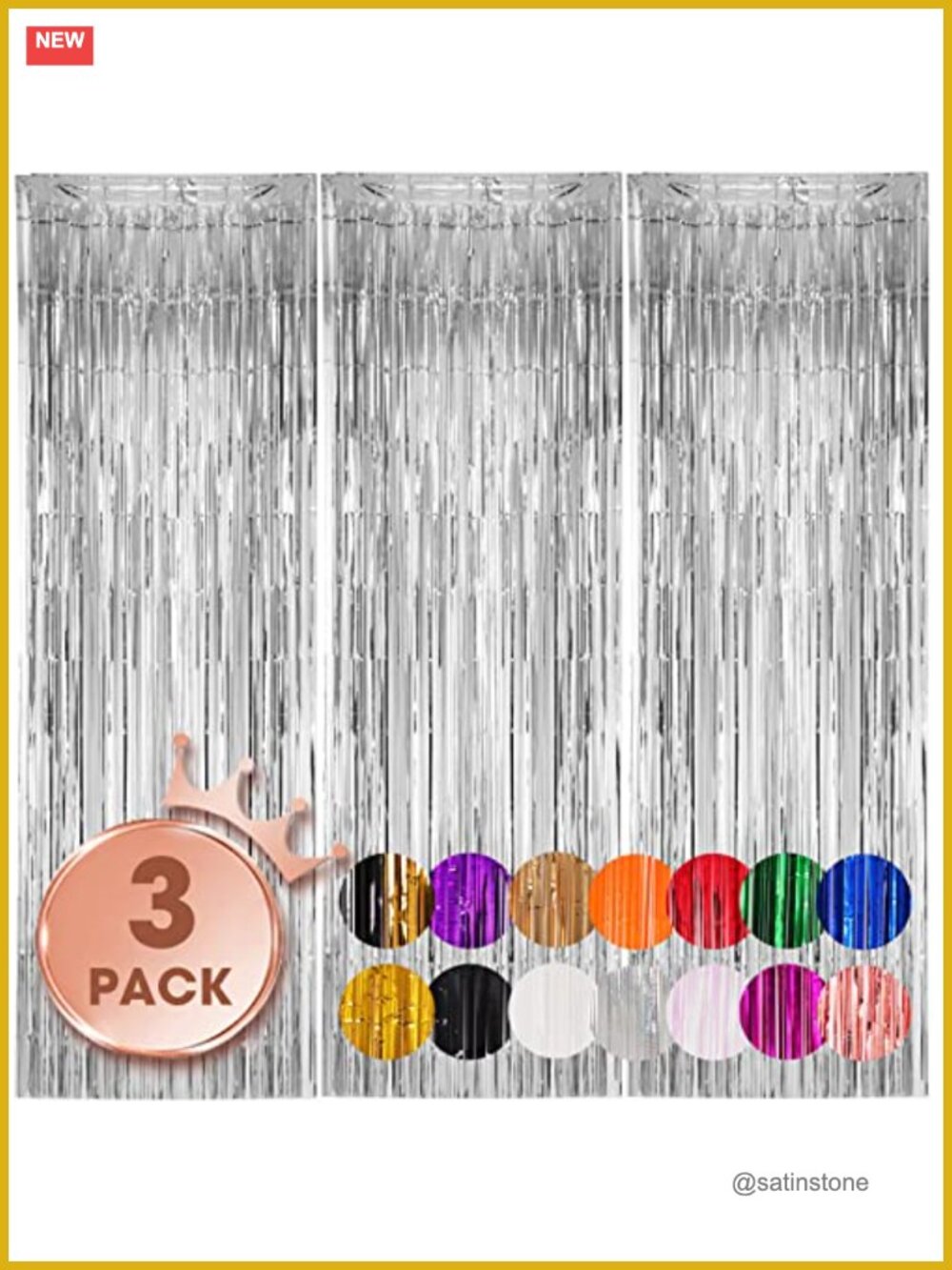 Foil Fringe Backdrop Curtains for Party Decorations 3.3x8.2ft 3 Pack
